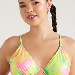 No Boundaries Juniors' Rainbow Tie Dye Bikini Swim Top